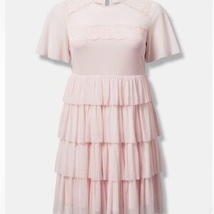 Torrid Barely Pink Lace Tiered Dress